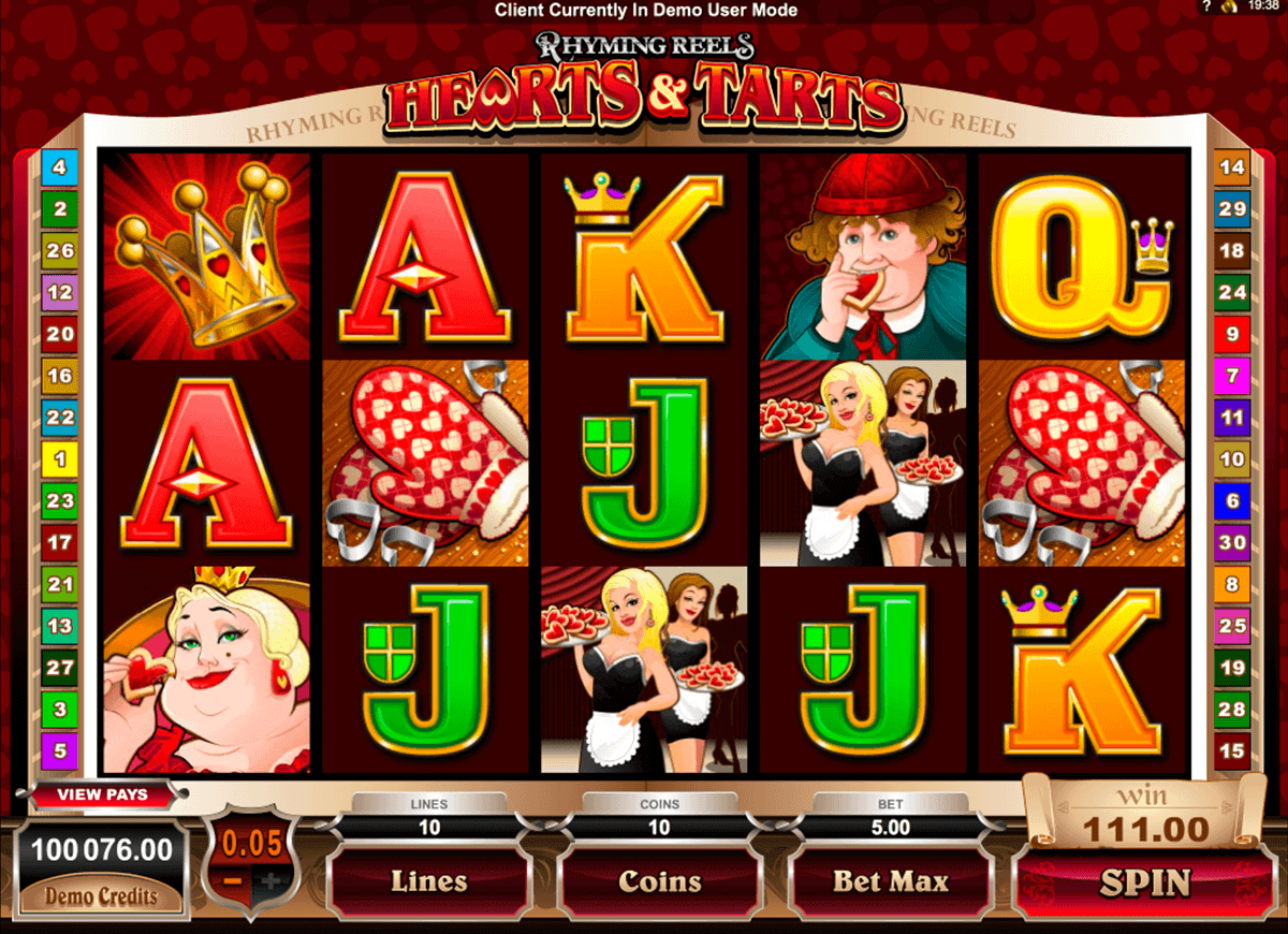 rhyming reels hearts and tarts microgaming gokkast