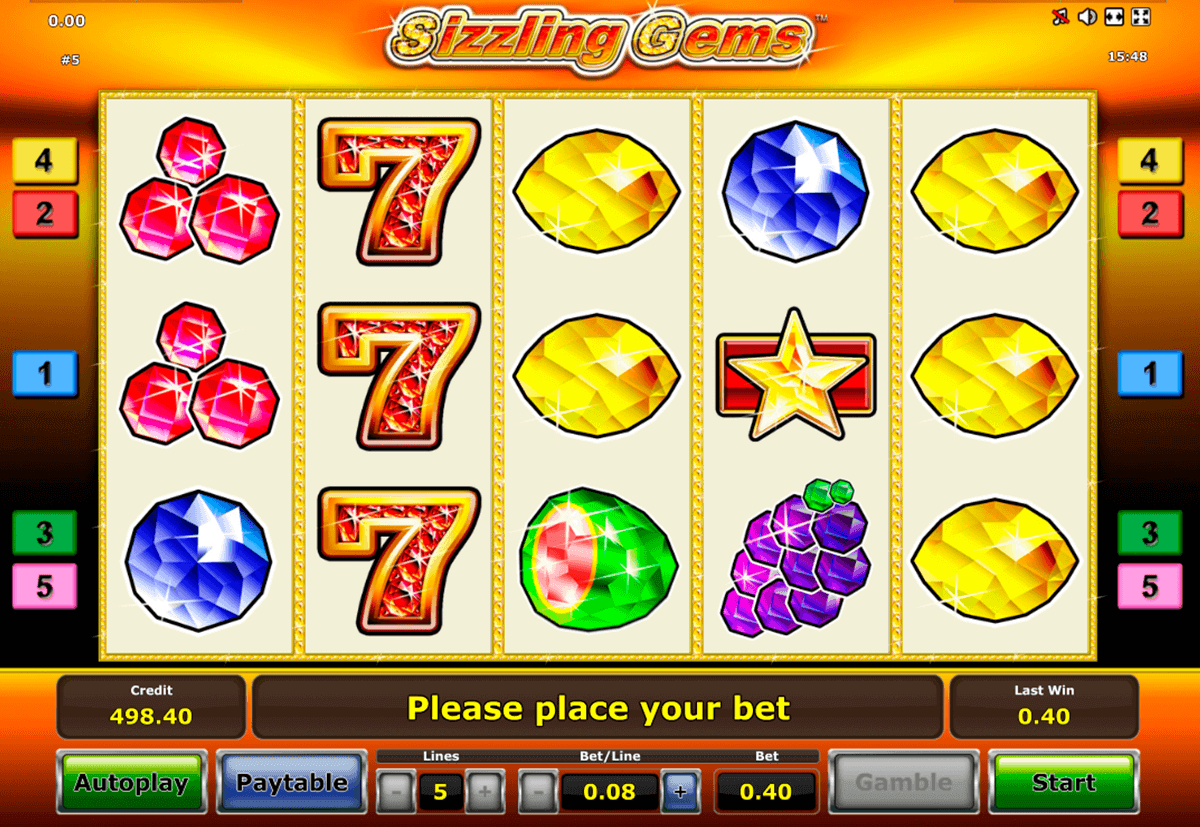 sizzling gems novomatic gokkast