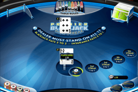 premier high streak blackjack microgaming