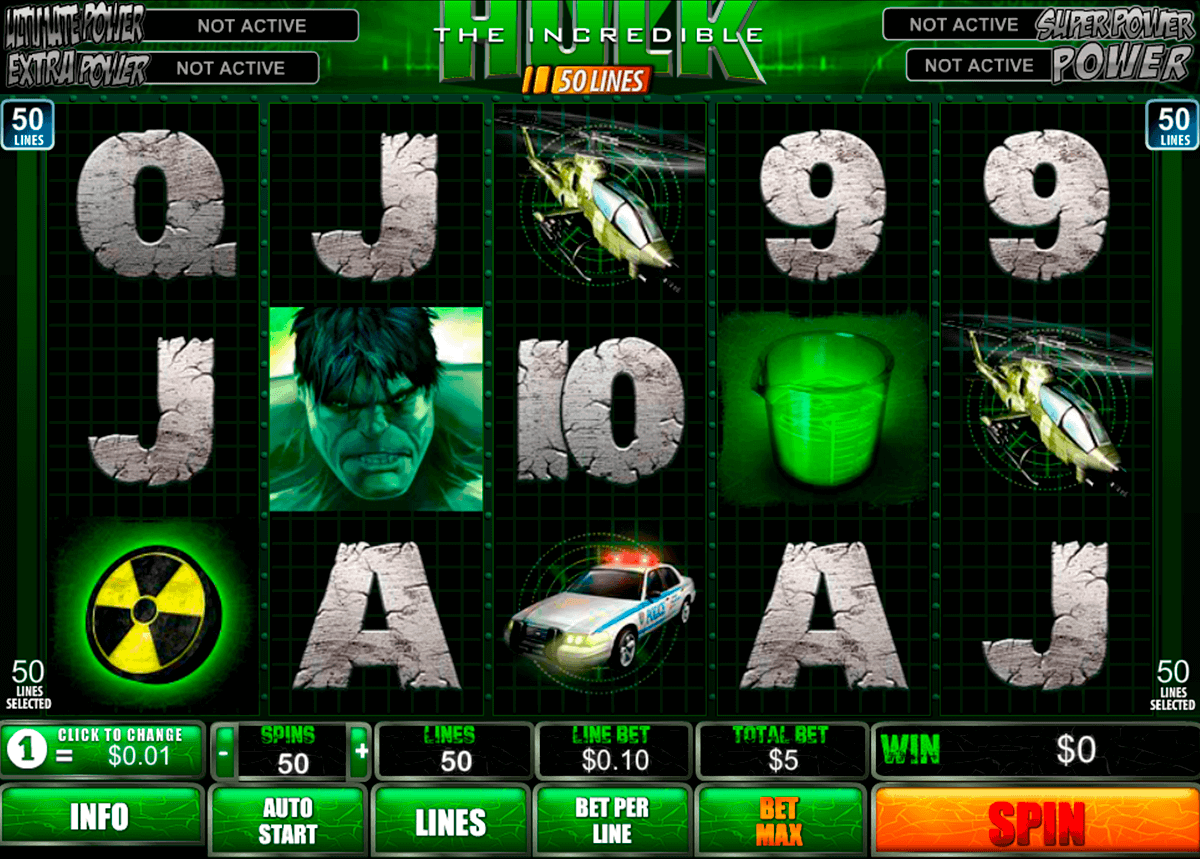 the incredible hulk 50 lines playtech gokkast 